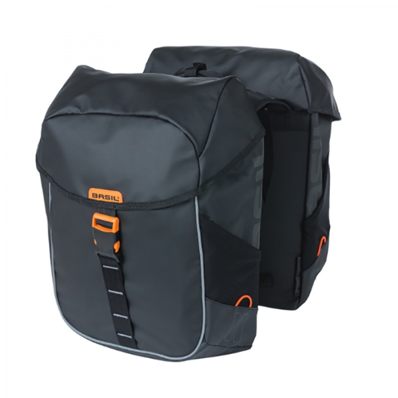 SACOCHES BASIL MILES TARPAULIN RÉFLE.CLICK NOIR/ORANGE 34L - 18086 - 8715019180866