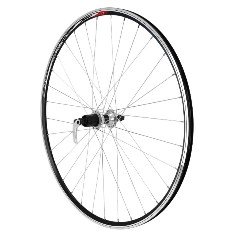 ROUE ROUTE 700 ELAN ARRIERE CFX NOIR MOYEU VELOX NOIR CASSETTE TYPE SHIMANO 10/9/8V. 32 RAYONS GALVA JANTE 13C