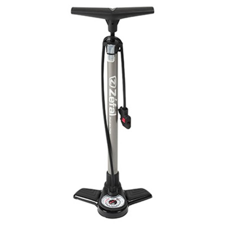 Pompe a pied Zefal profil max fp20 corps et support aciere argent manometre 9bar raccord switch vp-vs avec accessoires