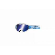 Lunette/Masque Cross Progrip 3201 FL Atzaki Blanc/Bleu ecran miroir anti-rayures/anti UV compatible avec port lunette de vue