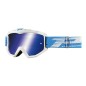 Lunette/Masque Cross Progrip 3201 FL Atzaki Blanc/Bleu ecran miroir anti-rayures/anti UV compatible avec port lunette de vue