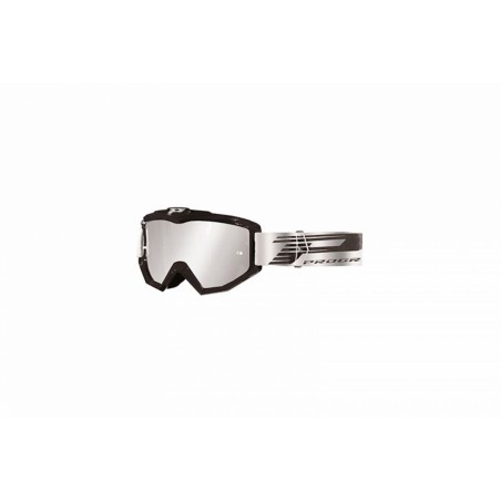 Lunette/Masque Cross Progrip 3201 FL Atzaki Noir/Gris ecran miroir anti-rayures/anti UV compatible avec port lunette de vue