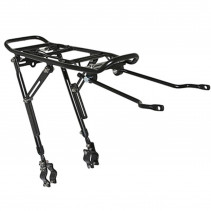 PORTE BAGAGE VELO ARRIERE A TRINGLES P2R FIXATION SUR HAUBANS ALU NOIR REGLABLE 26" A 29'' (SURFACE PLATEFORME 39x14cm)