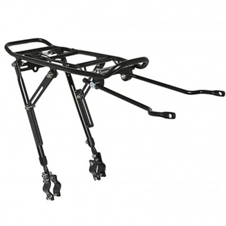 PORTE BAGAGE VELO ARRIERE A TRINGLES P2R FIXATION SUR HAUBANS ALU NOIR REGLABLE 26" A 29'' (SURFACE PLATEFORME 39x14cm)