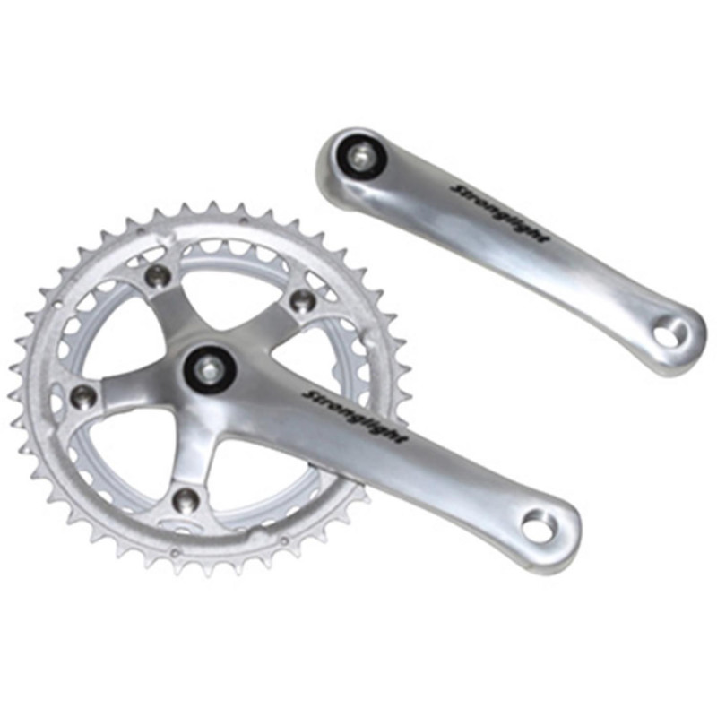 PEDALIER ROUTE STRONGLIGHT 9-10V. IMPACT ARGENT 145mm 42-34 COMPATIBLE 8V. (AXE CARRE 107mm)