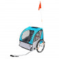 Remorque velo enfant couverte 2 places maxi 45kg colori bleu avec roues 20" à blocage et fixation axe de roue arriere -