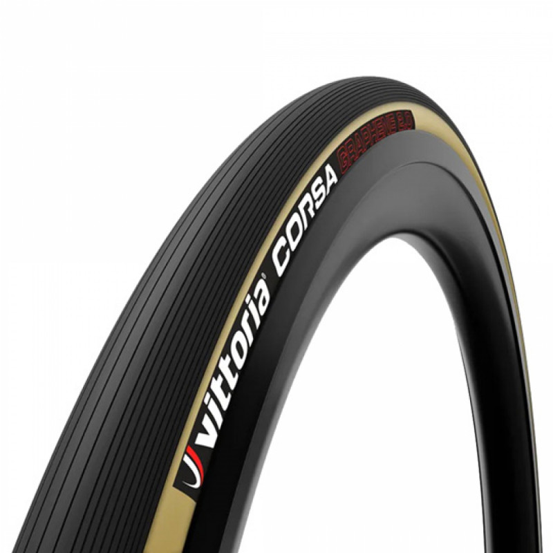 BOYAU 700X25 VITTORIA CORSA NOIR/BEIGE GRAPHENE 2.0 290G (TPI 320) (25-622)