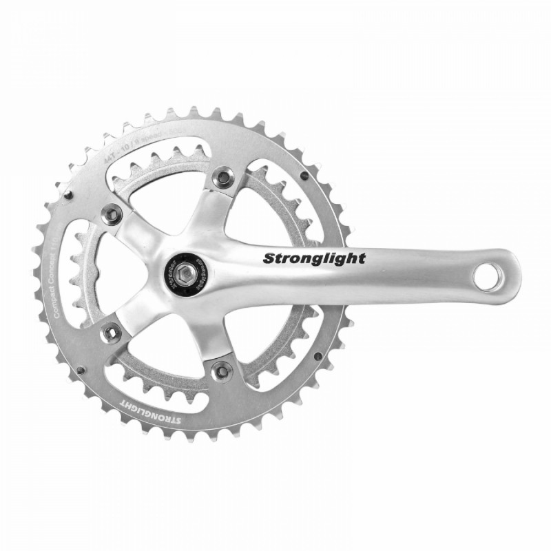 PEDALIER ROUTE STRONGLIGHT 9-10V. IMPACT ARGENT 155mm 44-34 COMPATIBLE 8V. (AXE CARRE 107mm)
