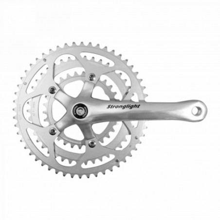 PEDALIER ROUTE STRONGLIGHT 9-10V. IMPACT ARGENT 172.5mm 52-42-30 COMPATIBLE 8V. (AXE CARRE 115mm)