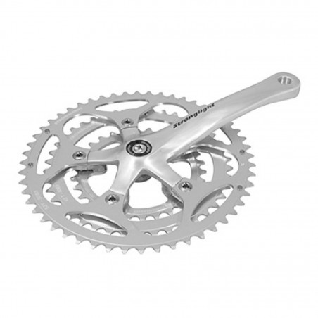 PEDALIER ROUTE STRONGLIGHT 9-10V. IMPACT ARGENT 172.5mm 52-42-30 COMPATIBLE 8V. (AXE CARRE 115mm)
