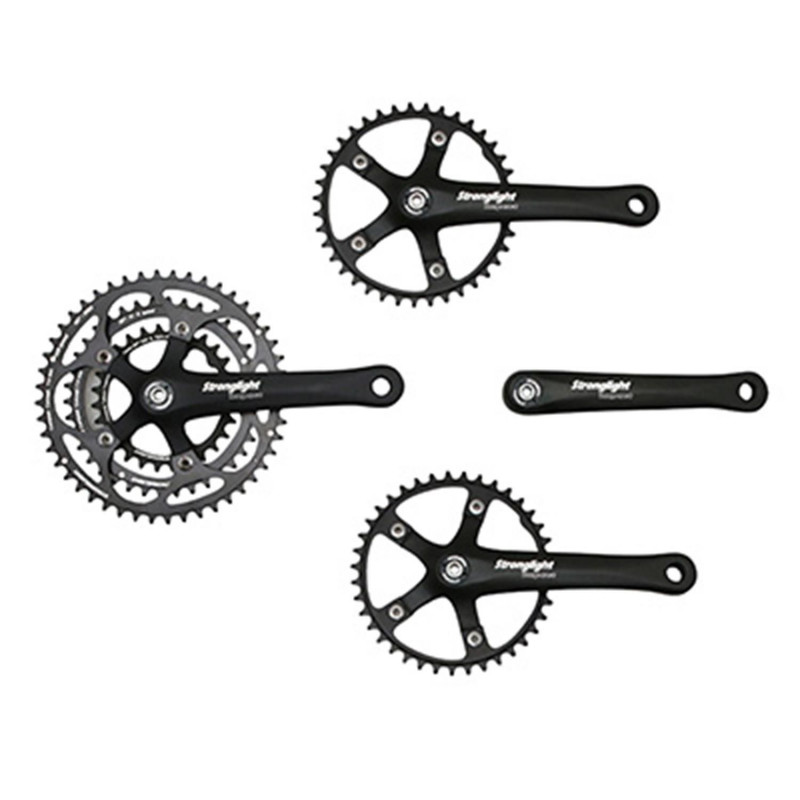 PEDALIER ROUTE STRONGLIGHT 9-10V. IMPACT TANDEM NOIR 170mm 48-38-28 (KIT AVANT   ARRIERE) (AXE CARRE 115mm)