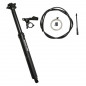 TIGE DE SELLE VTT REGLABLE SATORI ALU NOIR DIAM. 30.9  L450mm (REGLAGE PAR CABLE INTERNE DEBATTEMENT 150mm) MANETTE COMMANDE