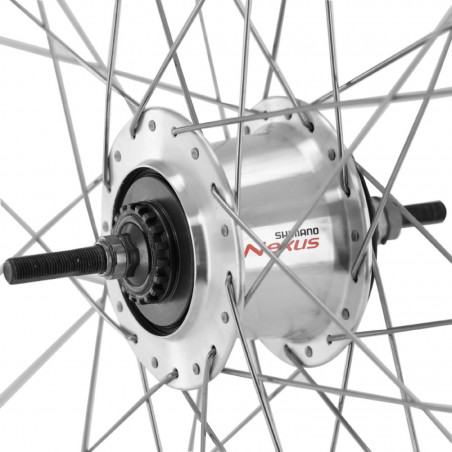Roue vtc 700x35 arriere er20 alu noir double paroi moy nexus 7v frein tambour 36 rayons inox (sg-c3001-7r)