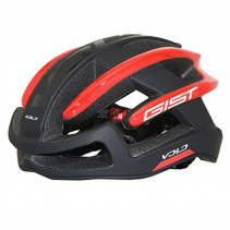 CASQUE VELO ADULTE GIST ROUTE VOLO NOIR MAT-ROUGE BRILLANT FULL IN-MOLD TAILLE 52-56 REGLAGE MOLETTE 210GRS