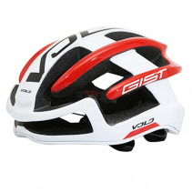 CASQUE VELO ADULTE GIST ROUTE VOLO BLANC-ROUGE BRILLANT FULL IN-MOLD TAILLE 52-56 REGLAGE MOLETTE 210GRS