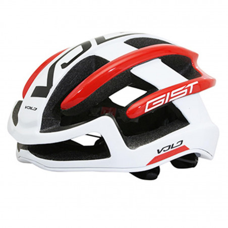 CASQUE VELO ADULTE GIST ROUTE VOLO BLANC-ROUGE BRILLANT FULL IN-MOLD TAILLE 56-62 REGLAGE MOLETTE 210GRS