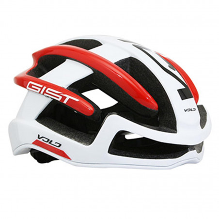 CASQUE VELO ADULTE GIST ROUTE VOLO BLANC-ROUGE BRILLANT FULL IN-MOLD TAILLE 56-62 REGLAGE MOLETTE 210GRS