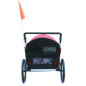 Remorque velo enfant - poussette couverte 2 places en alu maxi 36kg colori rouge avec roues 20" -fixation axe de roue - livre