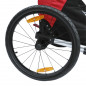Remorque velo enfant - poussette couverte 2 places en alu maxi 36kg colori rouge avec roues 20" -fixation axe de roue - livre