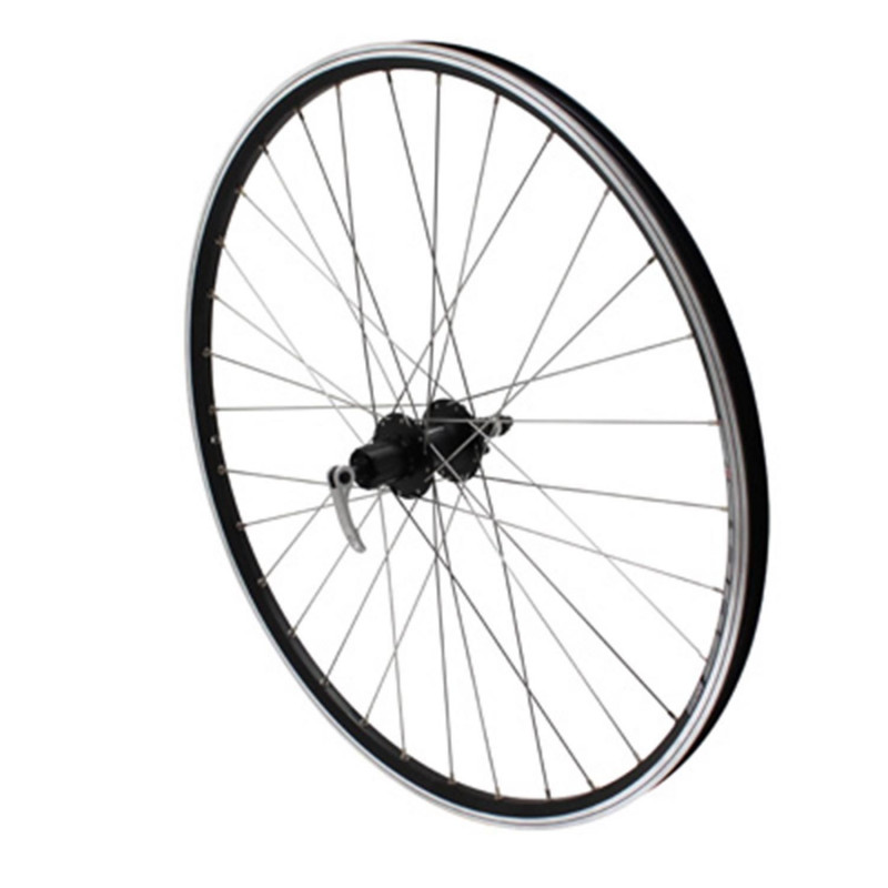 Roue vtc 700x35 disc-v-b arriere m240 alu noir moyeu pour Shimano m475 disc 6 trous pour cassette Shimano-Sram 10-9v. rayons