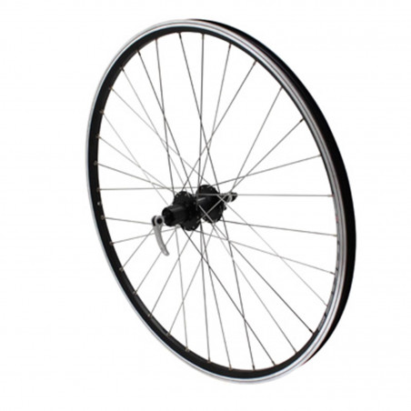 Roue vtc 700x35 disc-v-b arriere m240 alu noir moyeu pour Shimano m475 disc 6 trous pour cassette Shimano-Sram 10-9v. rayons