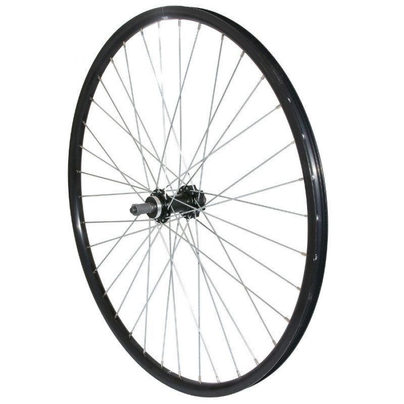 Roue vtt 27.5" p2r disc arriere alu noire double paroi moy 36rayons alu 6trous roue libre 8-7-6v.