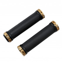 POIGNEE VELO OPTIMIZ LOCK ON DOUBLE BRONZE/NOIR 130MM (PR)