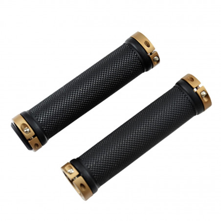 POIGNEE VELO OPTIMIZ LOCK ON DOUBLE BRONZE/NOIR 130MM (PR)