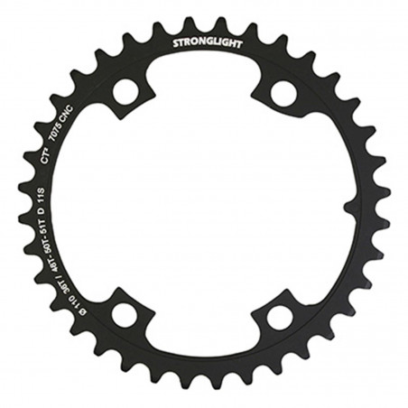 PLATEAU ROUTE 4BRA D.110 POUR SHIMANO ULTEGRA R8000 - R8050 STRONGLIGHT 36DTS INTERIEUR  NOIR CT2  11V. (POUR PLATEAU 48 et