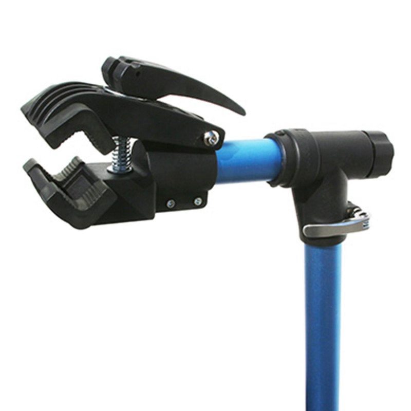 PIED DE MONTAGE VELO PLIABLE ALU BLEU AVEC MACHOIRE REGLABLE POUR CADRE DE 25mm A 40mm POUR VELO MUSCULAIRE