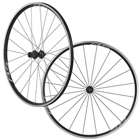 Roues route 700 Shimano wh-rs100 noir 11v. compatible 10v. deco blanc  (avant   arriere)