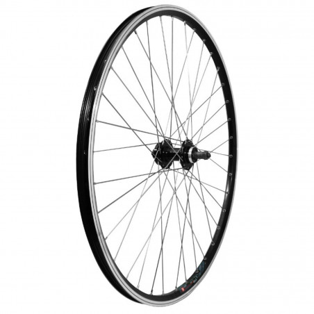 Roue vtt 29" arriere noir pour v-brake et disc moyeu roue libre compatible disc 6 trous (jante double paroi avec