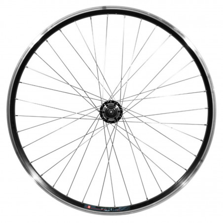 Roue vtt 29" arriere noir pour v-brake et disc moyeu roue libre compatible disc 6 trous (jante double paroi avec