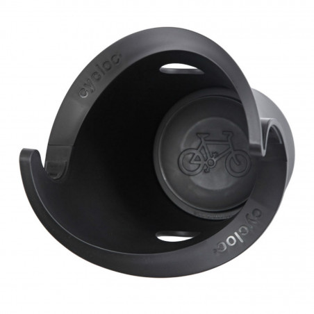 PRESENTOIR-SUPPORT 1 VELO CYCLOC SOLO MURAL NOIR  (FIXATION PAR LE CADRE)