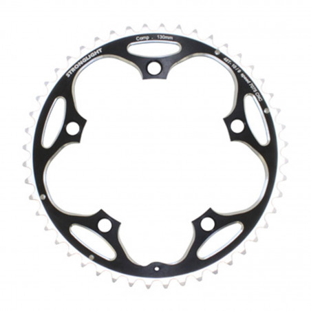 PLATEAU ROUTE 5BRA D.130 STRONGLIGHT 48DTS EXTERIEUR NOIR ALU 7075 TYPE SHIMANO  9-10V.