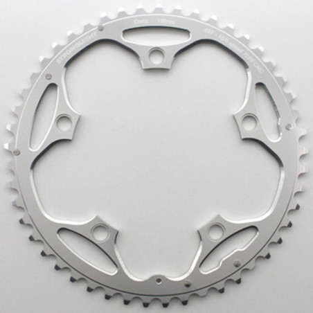 PLATEAU ROUTE 5BRA D.130 STRONGLIGHT 49DTS EXTERIEUR ARGENT ALU 7075 TYPE SHIMANO  9-10V.