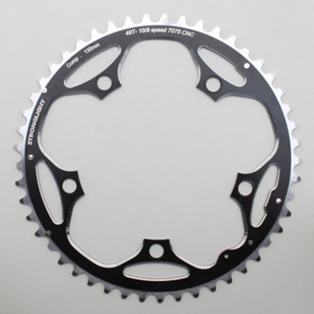 PLATEAU ROUTE 5BRA D.130 STRONGLIGHT 49DTS EXTERIEUR NOIR ALU 7075 TYPE SHIMANO  9-10V.