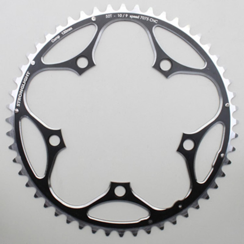 PLATEAU ROUTE 5BRA D.130 STRONGLIGHT 52DTS EXTERIEUR NOIR ALU 7075 TYPE SHIMANO  11-10V.