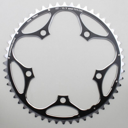 PLATEAU ROUTE 5BRA D.130 STRONGLIGHT 52DTS EXTERIEUR NOIR ALU 7075 TYPE SHIMANO  11-10V.