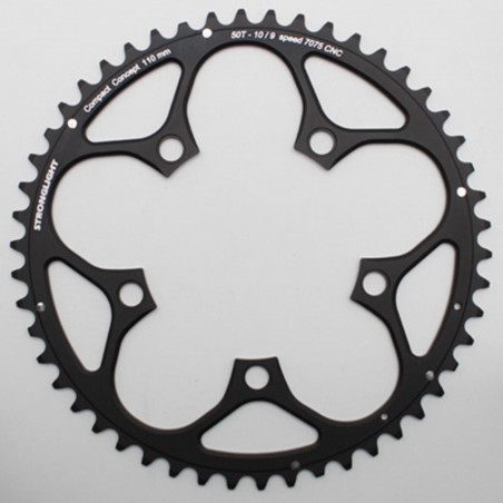 PLATEAU ROUTE 5BRA D.110 STRONGLIGHT 50DTS EXTERIEUR NOIR TYPE SHIMANO 9-10-11V.
