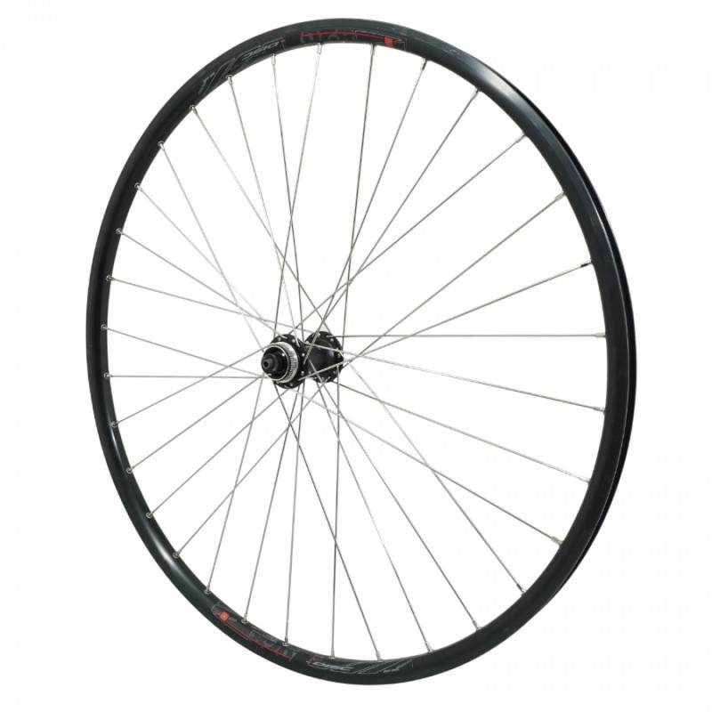 Roue vtc 700x35 disc avant m820 alu noir moy Shimano m3050 centerlock rayon inox