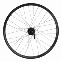 Roue vtt 24" arriere double paroi moy Shimano m475 disc 6trous cassette 8-9-10v. rayon inox