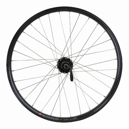 Roue vtt 24" arriere double paroi moy Shimano m475 disc 6trous cassette 8-9-10v. rayon inox