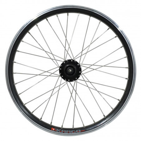 Roue vtt 20" arriere kargo disc vae-e-bike alu noire double paroi moyeu Shimano m475 disc 6 trous cassette 10-9-8v. (renforce)