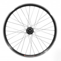 Roue vtt 24" avant kargo disc vae-e-bike alu double paroi moyeu Shimano m475 disc 6 trous noire blocage (renforce) rayon inox