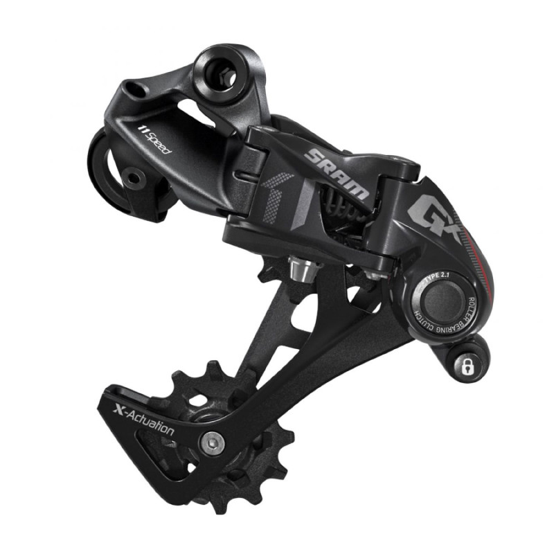 Derailleur vtt arriere Sram 11v. gx pour mono noir-rouge chape longue