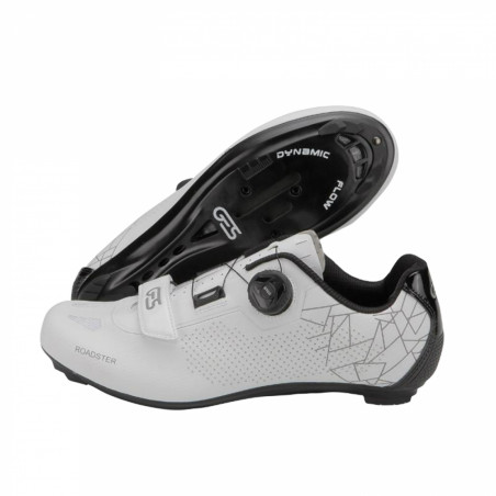 CHAUSSURE ROUTE GES ROADSTER2 BLANC T37 FIXATION BOA-VELCRO COMPATIBLE LOOK-SHIMANO (PAIRE)