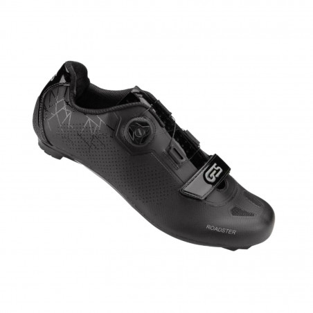 CHAUSSURE ROUTE GES ROADSTER2 NOIR T38 FIXATION BOA-VELCRO COMPATIBLE LOOK-SHIMANO (PAIRE)
