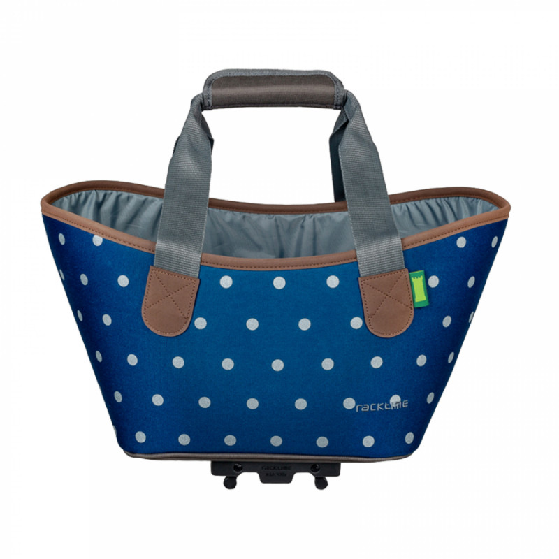 SACOCHE ARRIERE VELO RACKTIME AGNETHA BLEU POIS FIXATION PORTE BAGAGE (L 34cm x L 26cm x h 37cm)  - COMPATIBLE SYSTEME