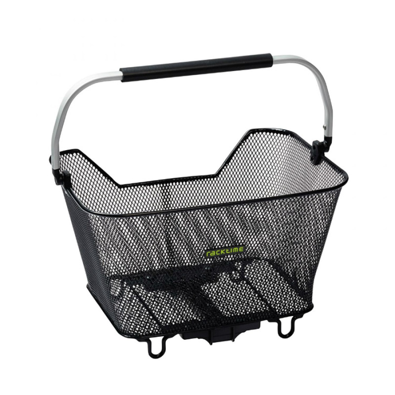 PANIER ARRIERE FIL ACIER RACKTIME BASK IT 2.0 NOIR AVEC ANSE SUR PORTE BAGAGE (43x29x31 cm) - COMPATIBLE SYSTEME RACKTIME